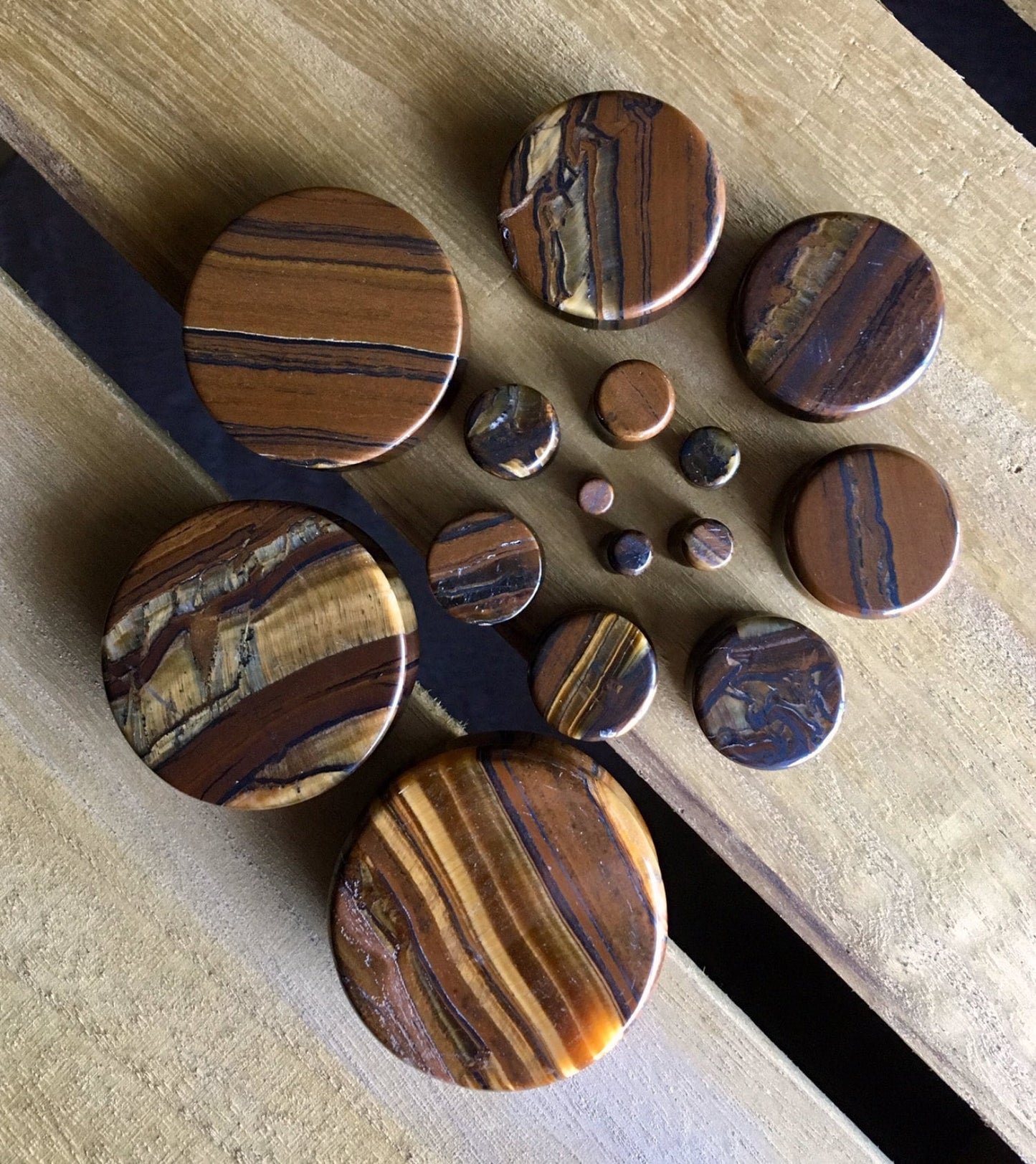 PAIR of Unique Tiger Iron Organic Stone Plugs - Gauges 8g (3mm) up to 1&1/2" (38mm) available!