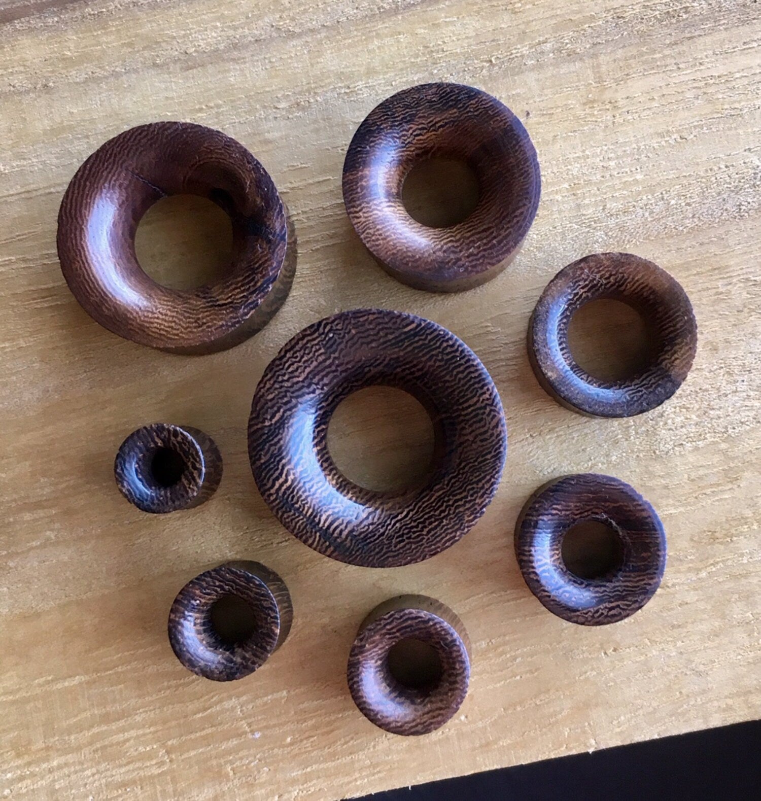 PAIR of Unique Organic Concave Snake Wood Double Flare Tunnels - Gauges 0g (8mm) up to 1" (25mm) available!