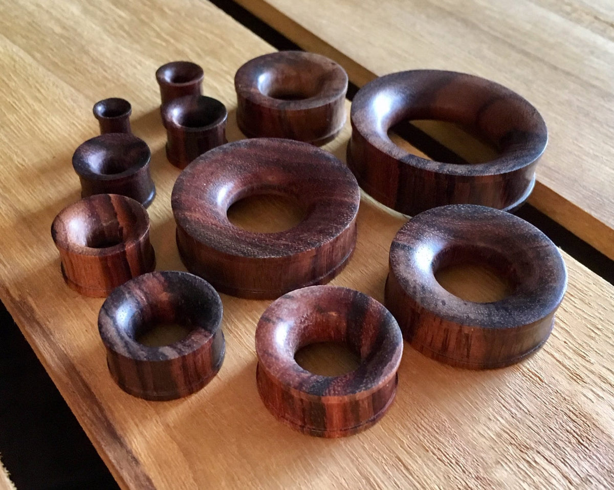 PAIR of Unique Organic Brown Sono Wood Tunnels - Gauges 2g (6mm) up to 1&5/8" (40mm) available!