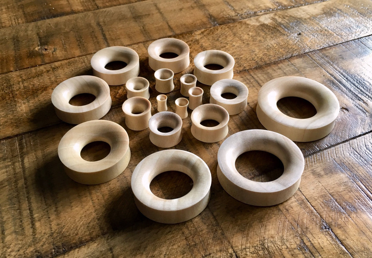 PAIR of Unique Organic Blond Crocodile Wood Tunnels - Gauges 6g (4mm) up to 2" (50mm) available!