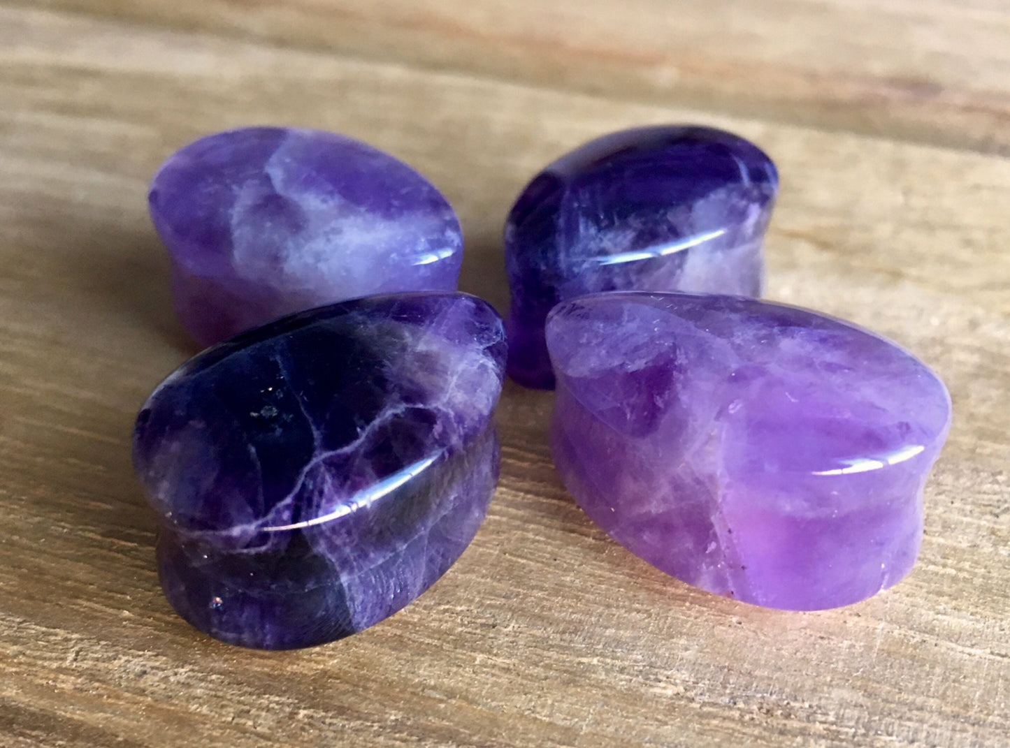 PAIR of Stunning Teardrop Organic Amethyst Stone Plugs - Gauges 0g (8mm) up to 3/4" (19mm) available!