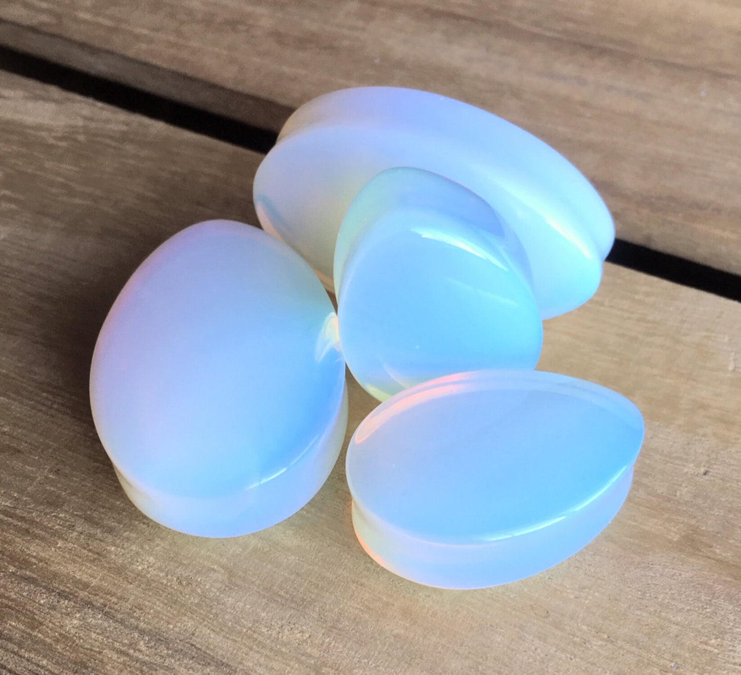 PAIR of Beautiful Opalite Teardrop Opalescent Stone Plugs - Gauges 8g (3mm) to 1&1/2" (38mm) available!