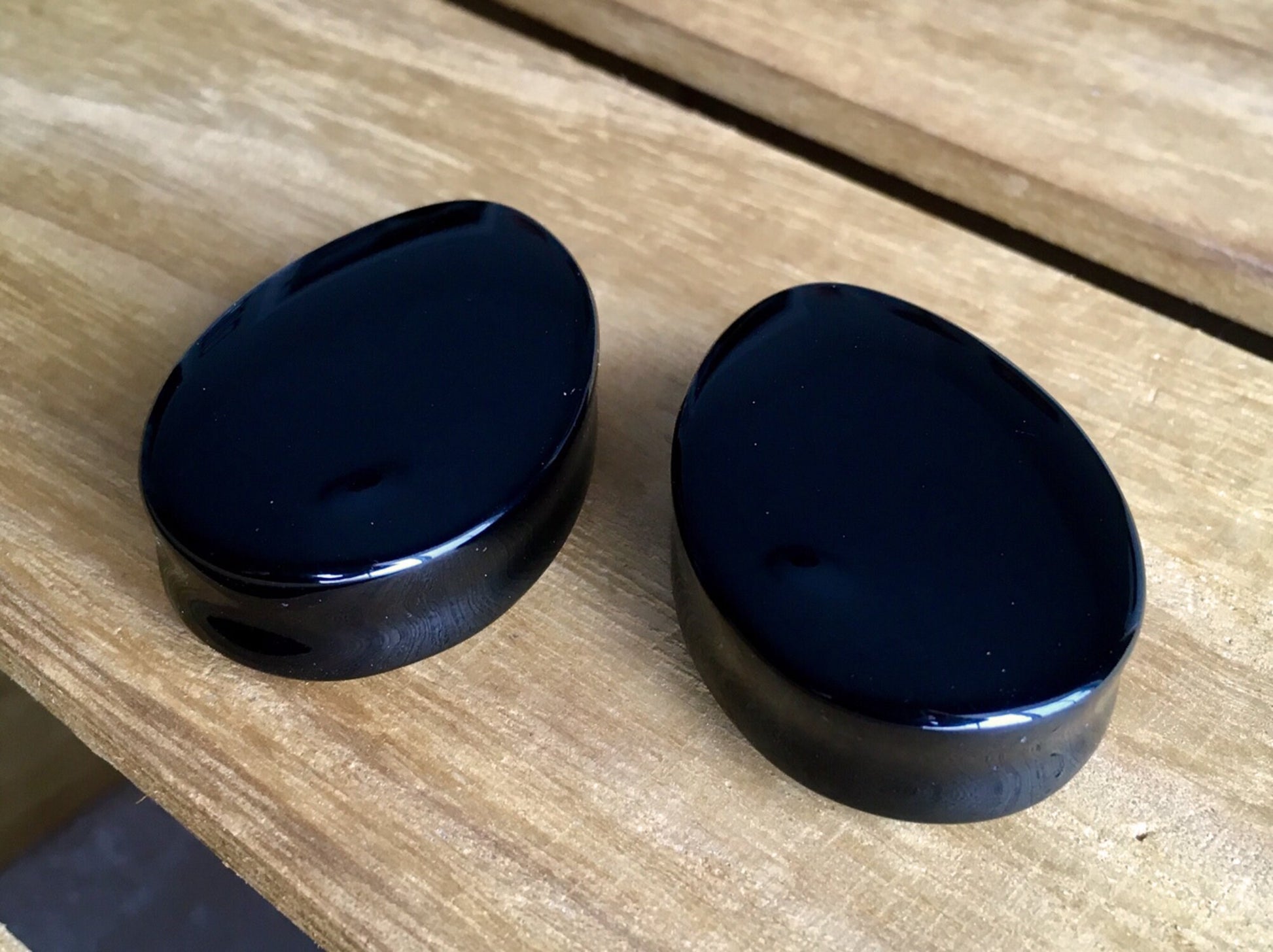 PAIR of Stunning Teardrop Black Onyx Organic Stone Plugs - Gauges 8mm (0g) up to 38mm (1.5") available!