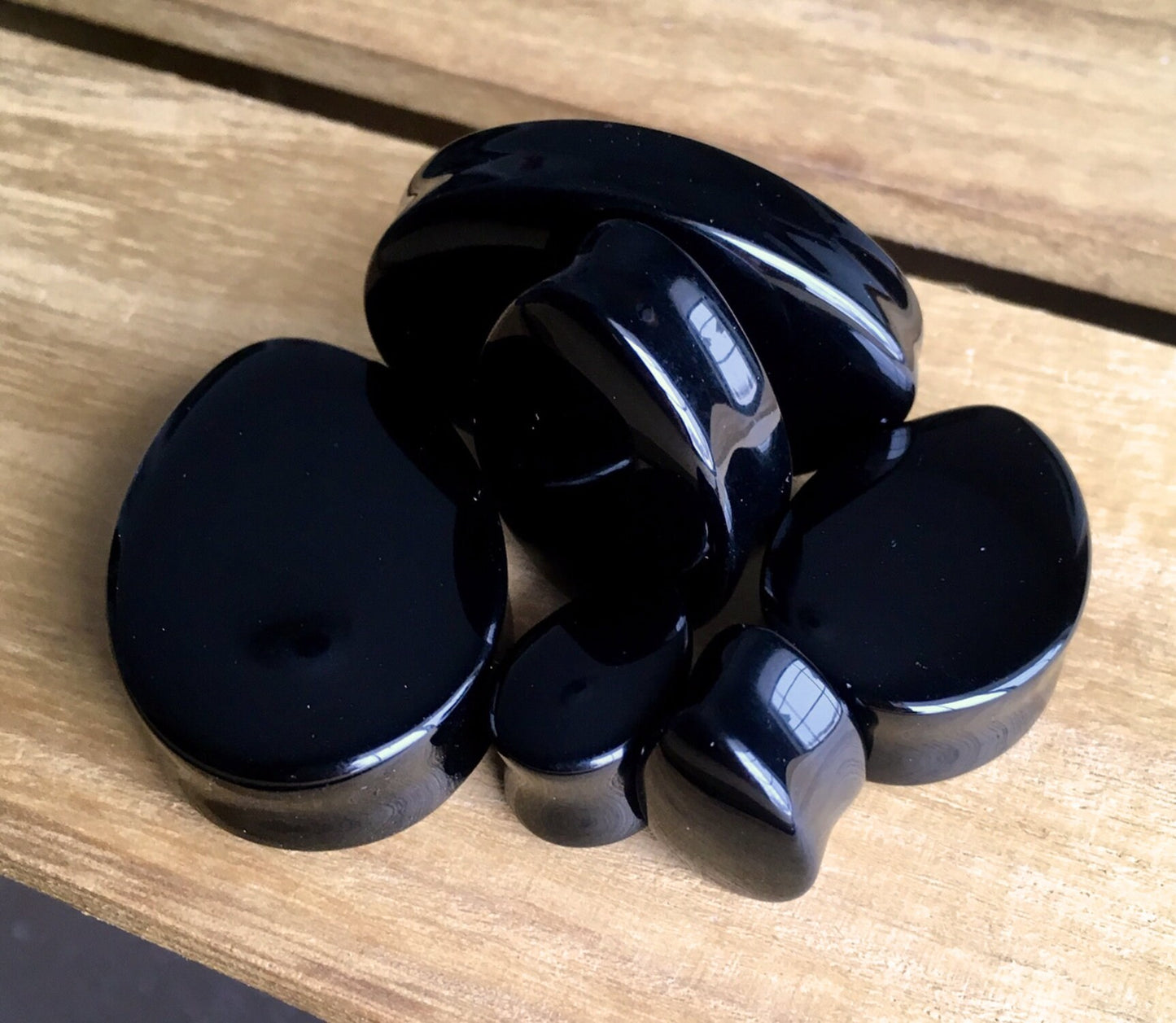 PAIR of Stunning Teardrop Black Onyx Organic Stone Plugs - Gauges 8mm (0g) up to 38mm (1.5") available!