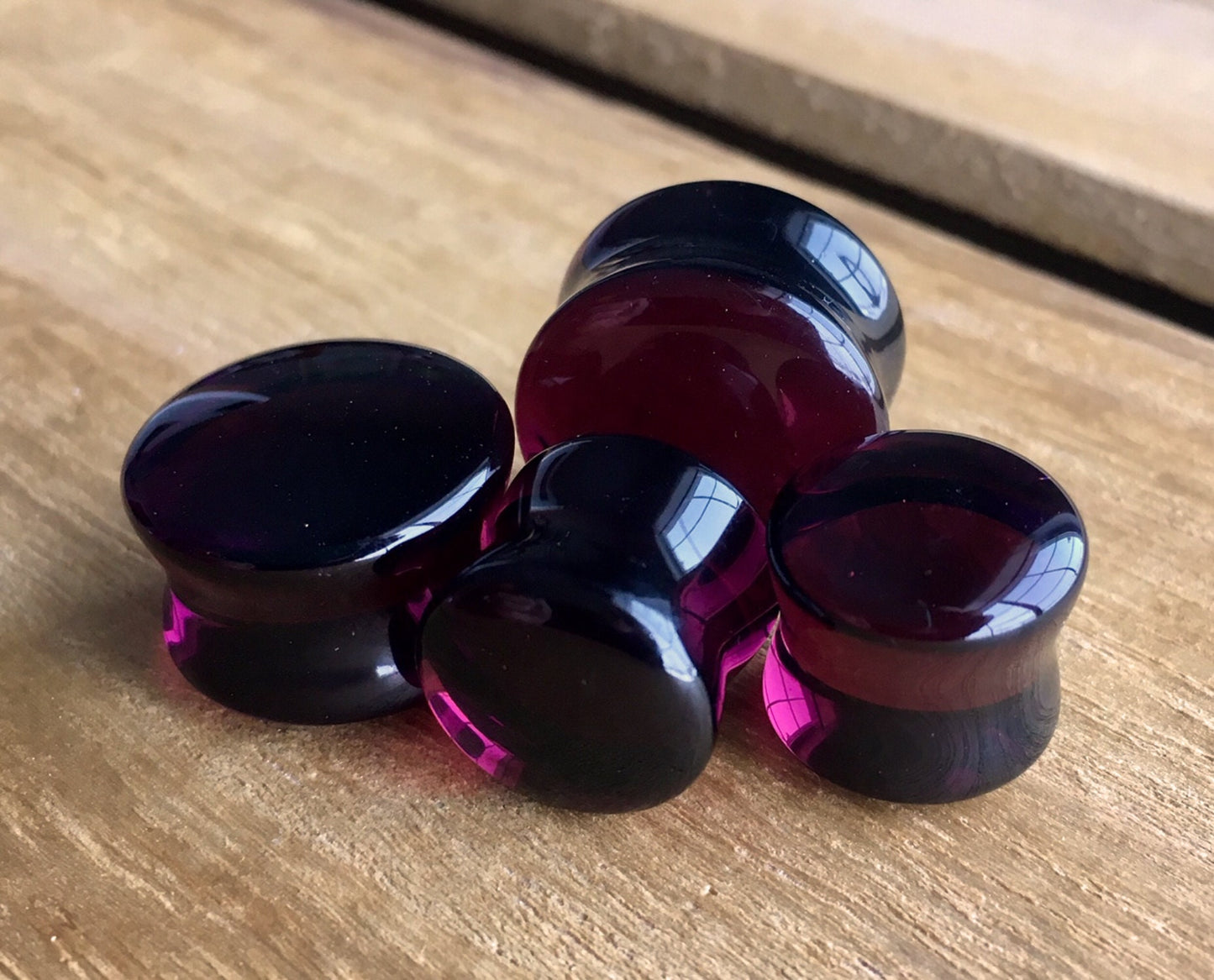 PAIR of Stunning Burgundy Glass Double Flare Plugs - Gauges 2g (6mm) through 5/8" (16mm) available!