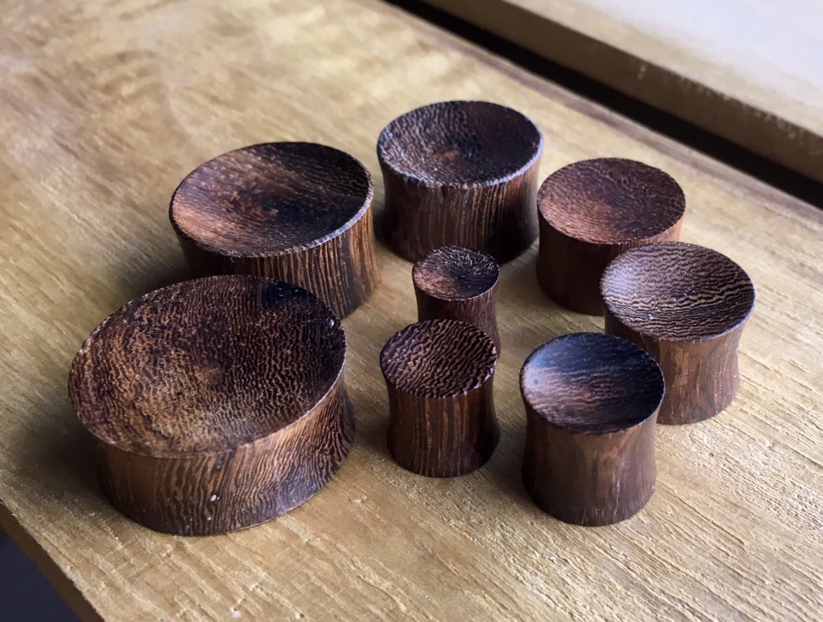 PAIR of Unique Concave Snake Wood Organic Double Flare Plugs - Gauges 0g (8mm) up to 1" (25mm) available!