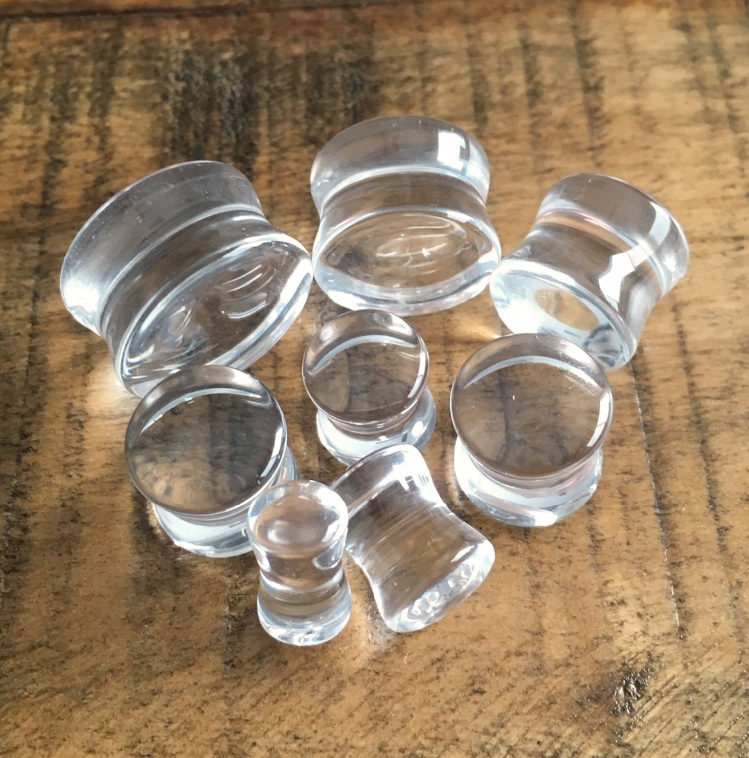 PAIR of Beautiful Clear Glass Double Flare Plugs - Gauges 2g (6mm) through 5/8" (16mm) available!