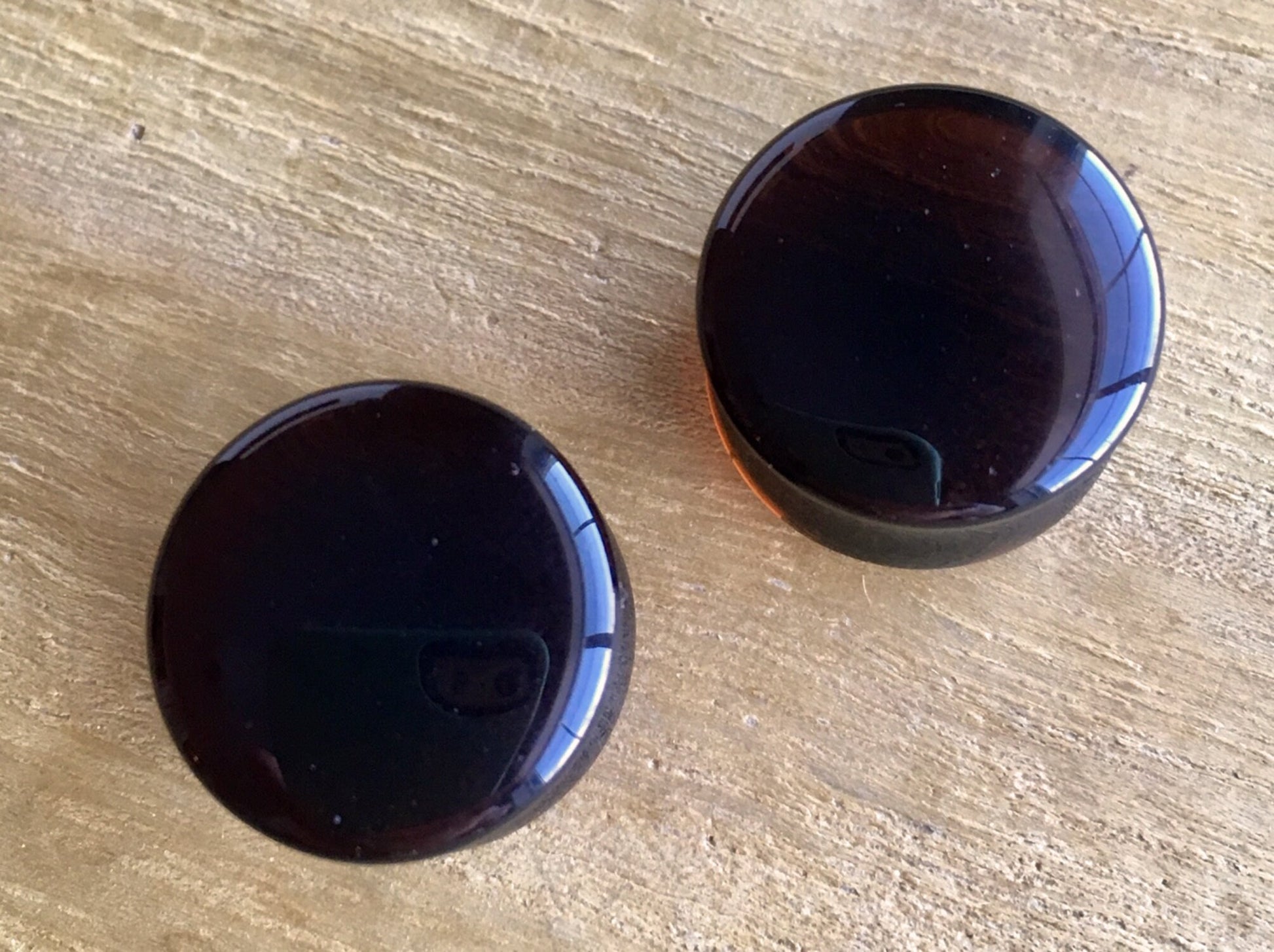 PAIR of Stunning Smoke Topaz Glass Double Flare Plugs - Gauges 2g (6mm) through 5/8" (16mm) available!