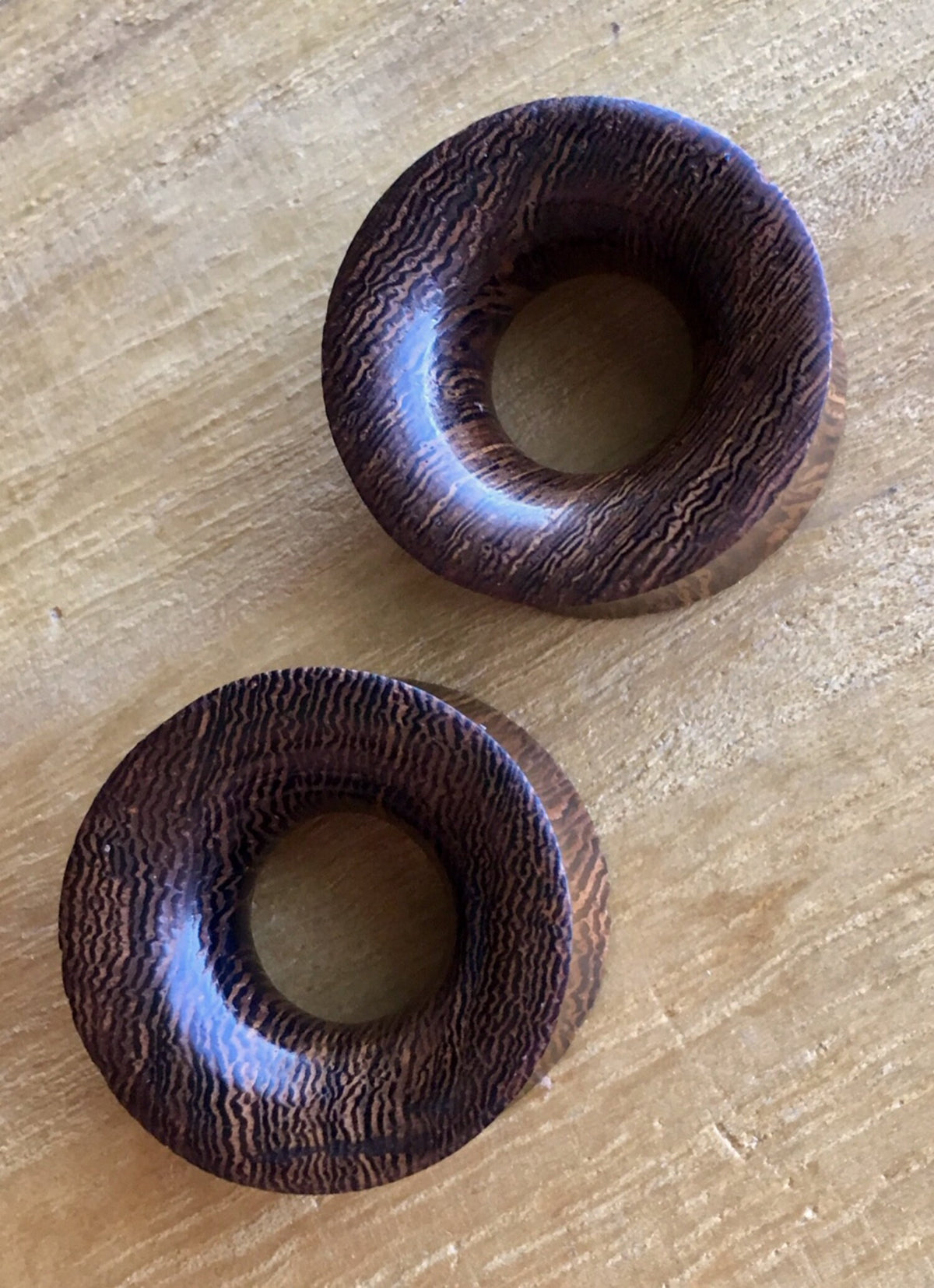 PAIR of Unique Organic Concave Snake Wood Double Flare Tunnels - Gauges 0g (8mm) up to 1" (25mm) available!
