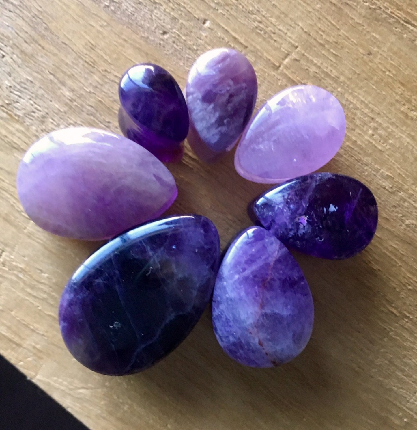 PAIR of Stunning Teardrop Organic Amethyst Stone Plugs - Gauges 0g (8mm) up to 3/4" (19mm) available!