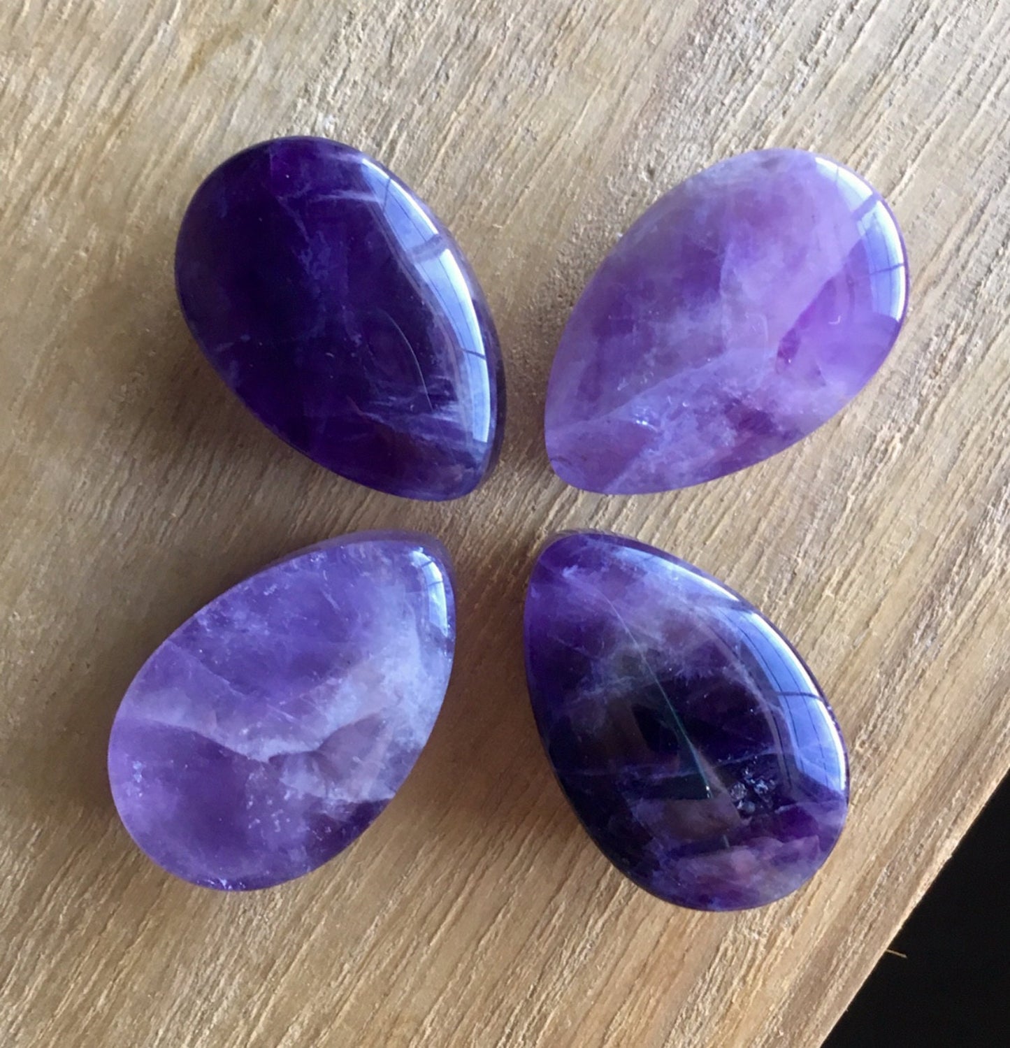 PAIR of Stunning Teardrop Organic Amethyst Stone Plugs - Gauges 0g (8mm) up to 3/4" (19mm) available!