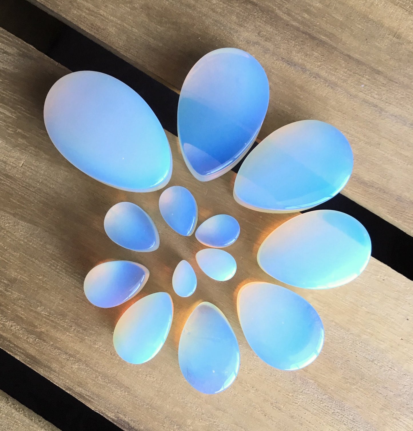 PAIR of Beautiful Opalite Teardrop Opalescent Stone Plugs - Gauges 8g (3mm) to 1&1/2" (38mm) available!