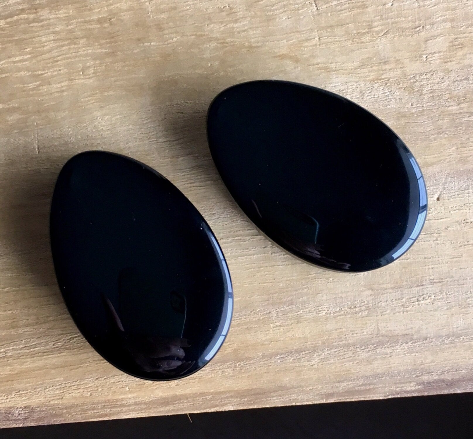 PAIR of Stunning Teardrop Black Onyx Organic Stone Plugs - Gauges 8mm (0g) up to 38mm (1.5") available!