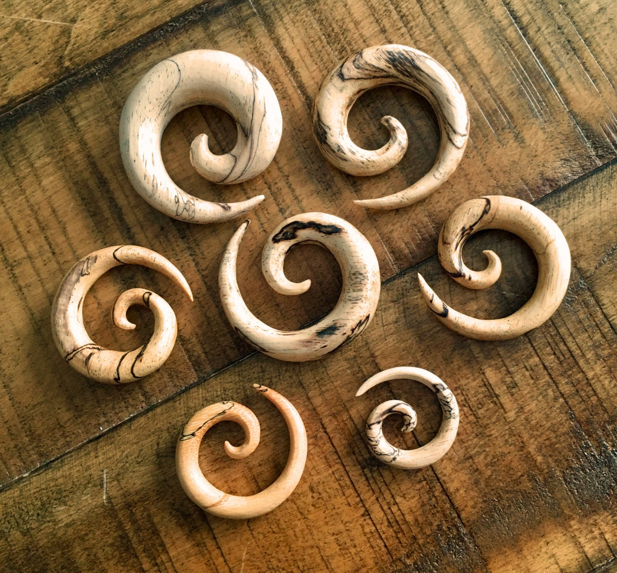 PAIR of Unique Organic Tamarind Wood Spiral Tapers - Gauges 4g (5mm) up to 3/4" (19mm) available!