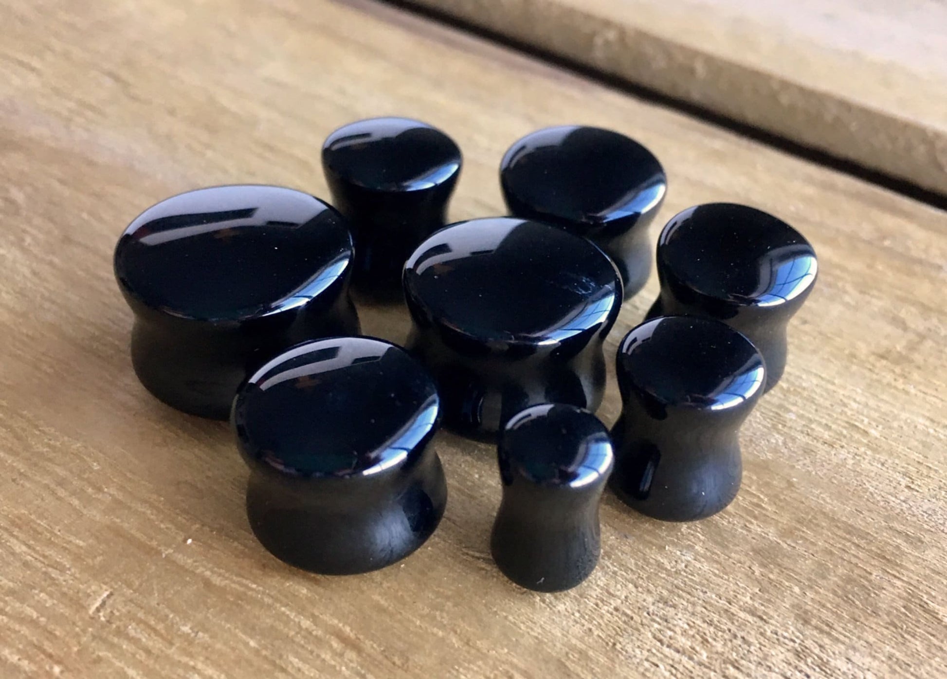 PAIR of Black Glass Double Flare Plugs - Gauges 2g (6mm) through 5/8" (16mm) available!