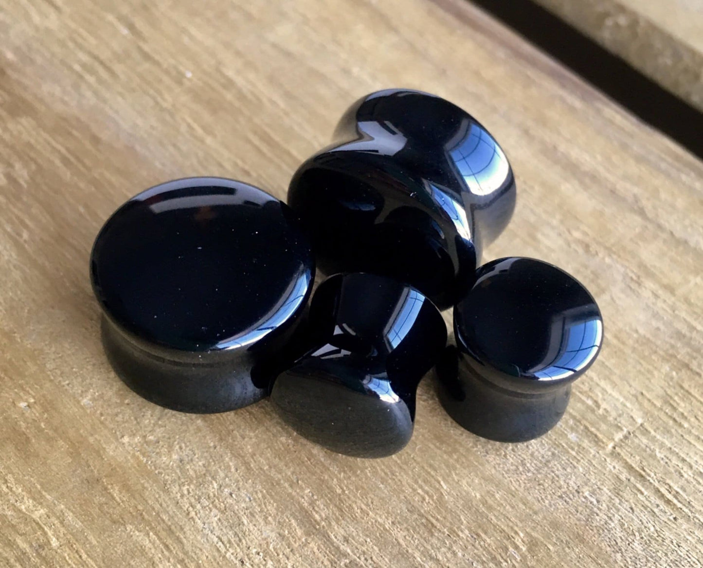 PAIR of Black Glass Double Flare Plugs - Gauges 2g (6mm) through 5/8" (16mm) available!