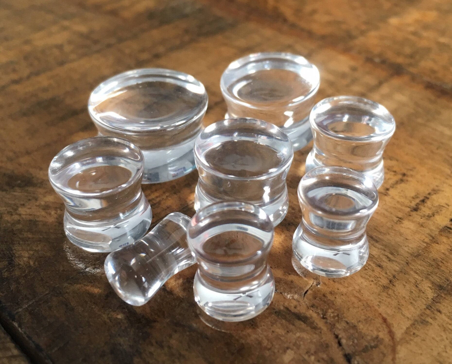 PAIR of Beautiful Clear Glass Double Flare Plugs - Gauges 2g (6mm) through 5/8" (16mm) available!