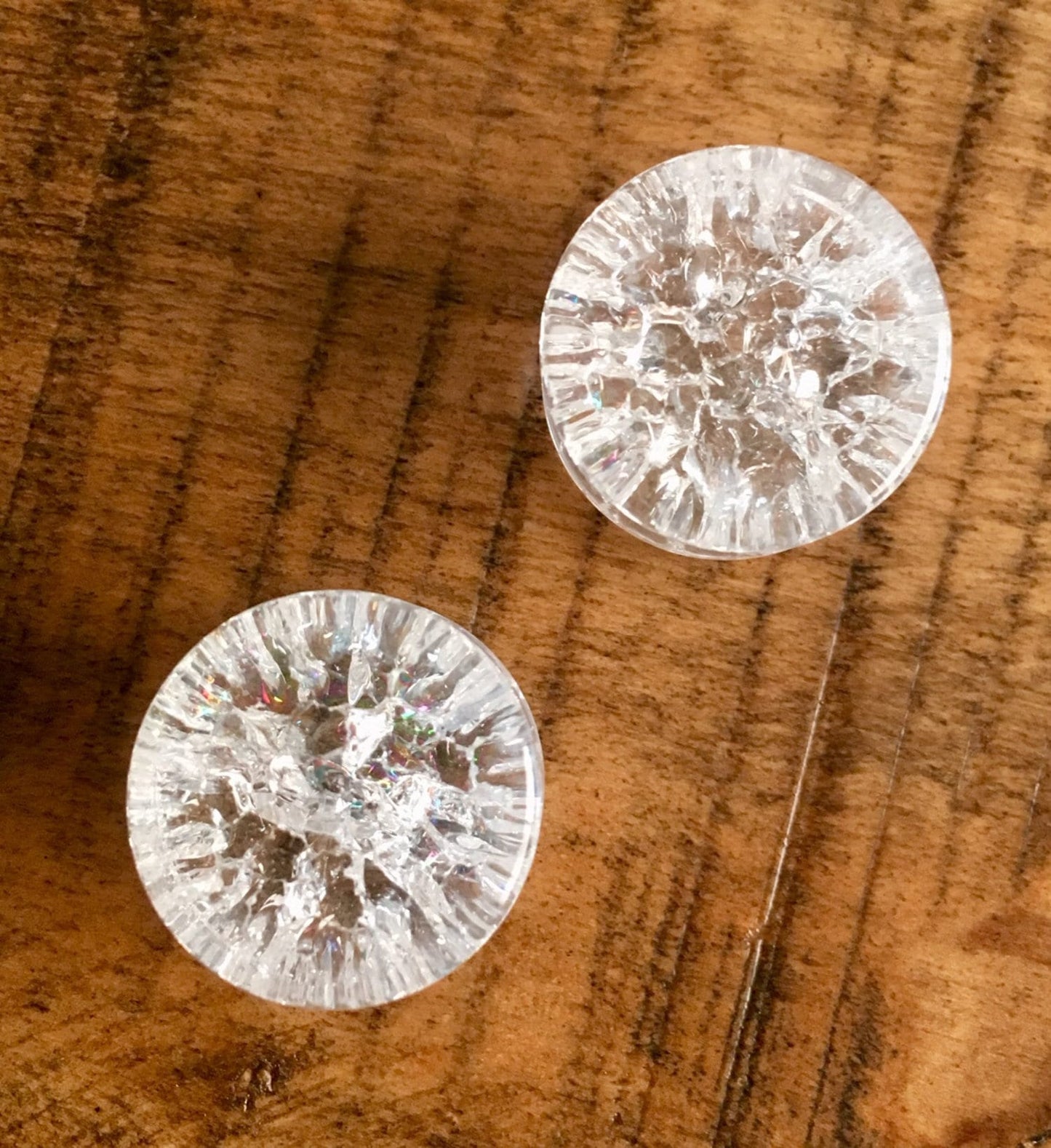 PAIR of Stunning Cracked Clear Glass Double Flare Plugs - Gauges 2g (6mm) through 5/8" (16mm) available!