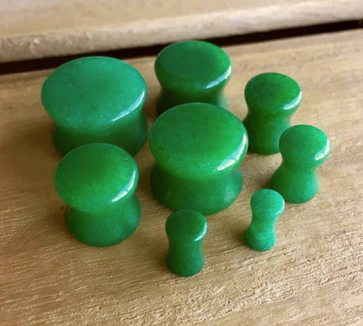 PAIR of Unique Real Green Jade Organic Stone Plugs - Gauges 6g (4mm) up to 5/8" (16mm) available!