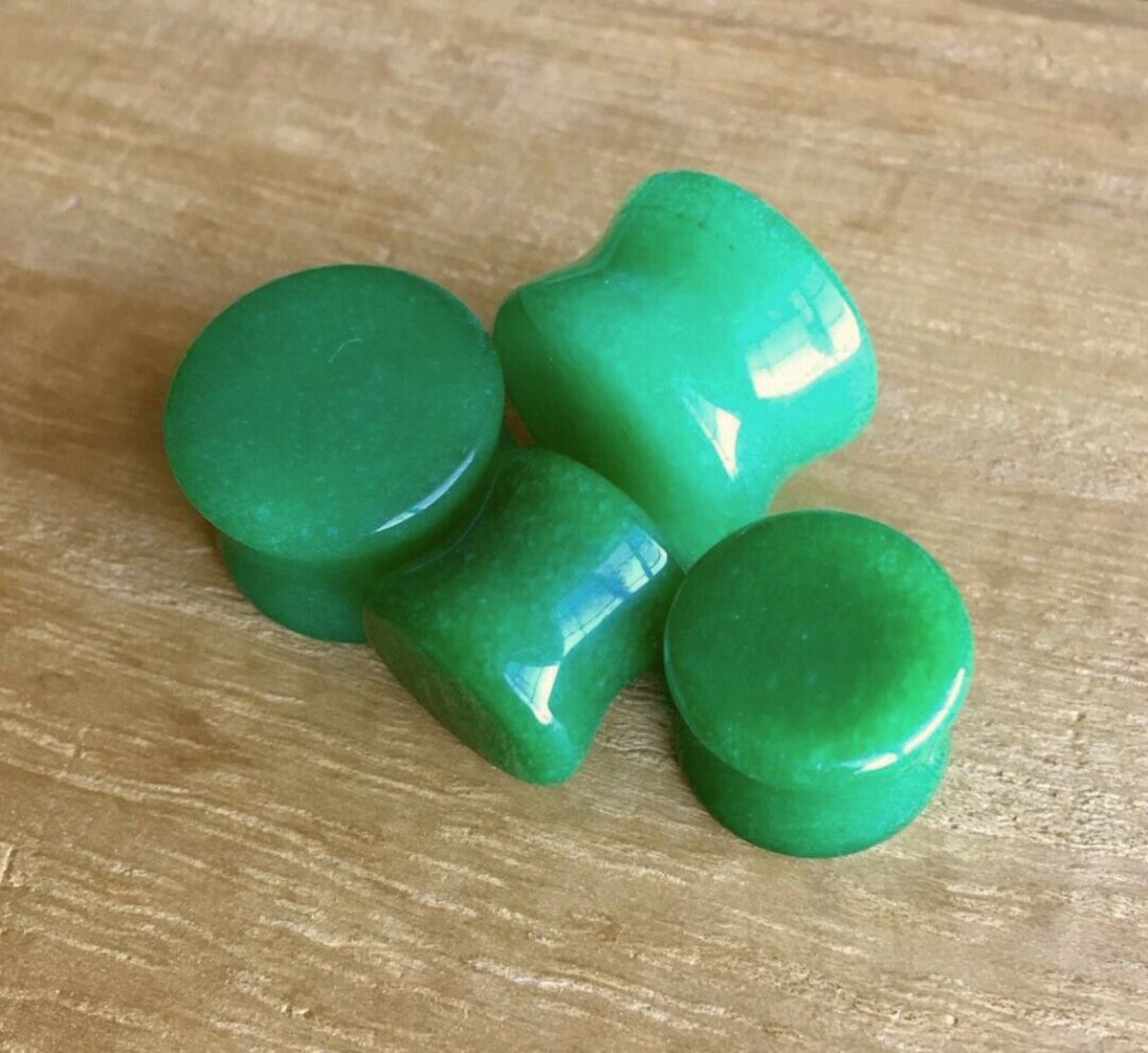 PAIR of Unique Real Green Jade Organic Stone Plugs - Gauges 6g (4mm) up to 5/8" (16mm) available!