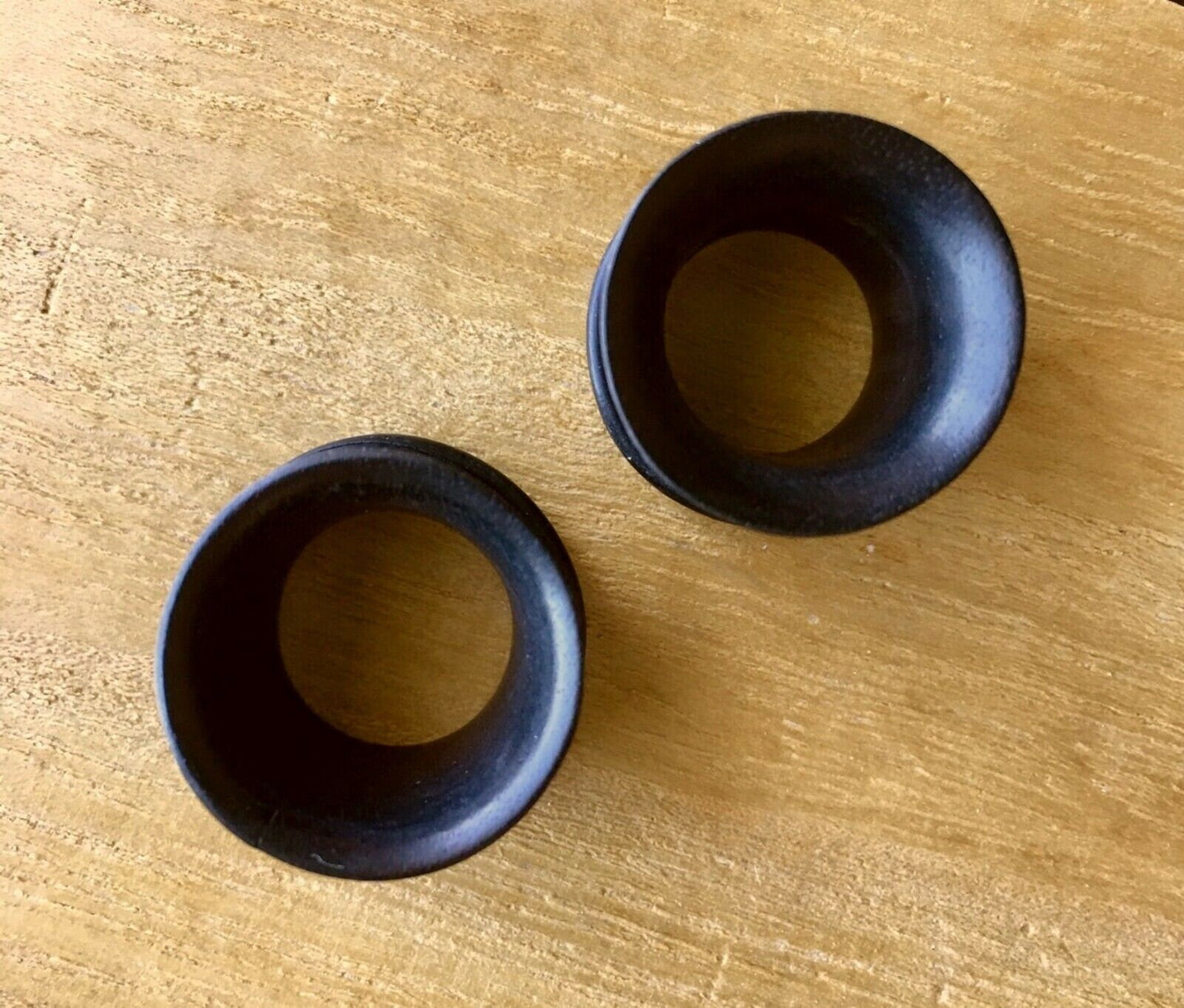 PAIR of Organic Black Areng Single Flare Wood Tunnels / Plugs with O-Rings - Gauges 8g (3.2mm) up to 13/16" (20mm) available!