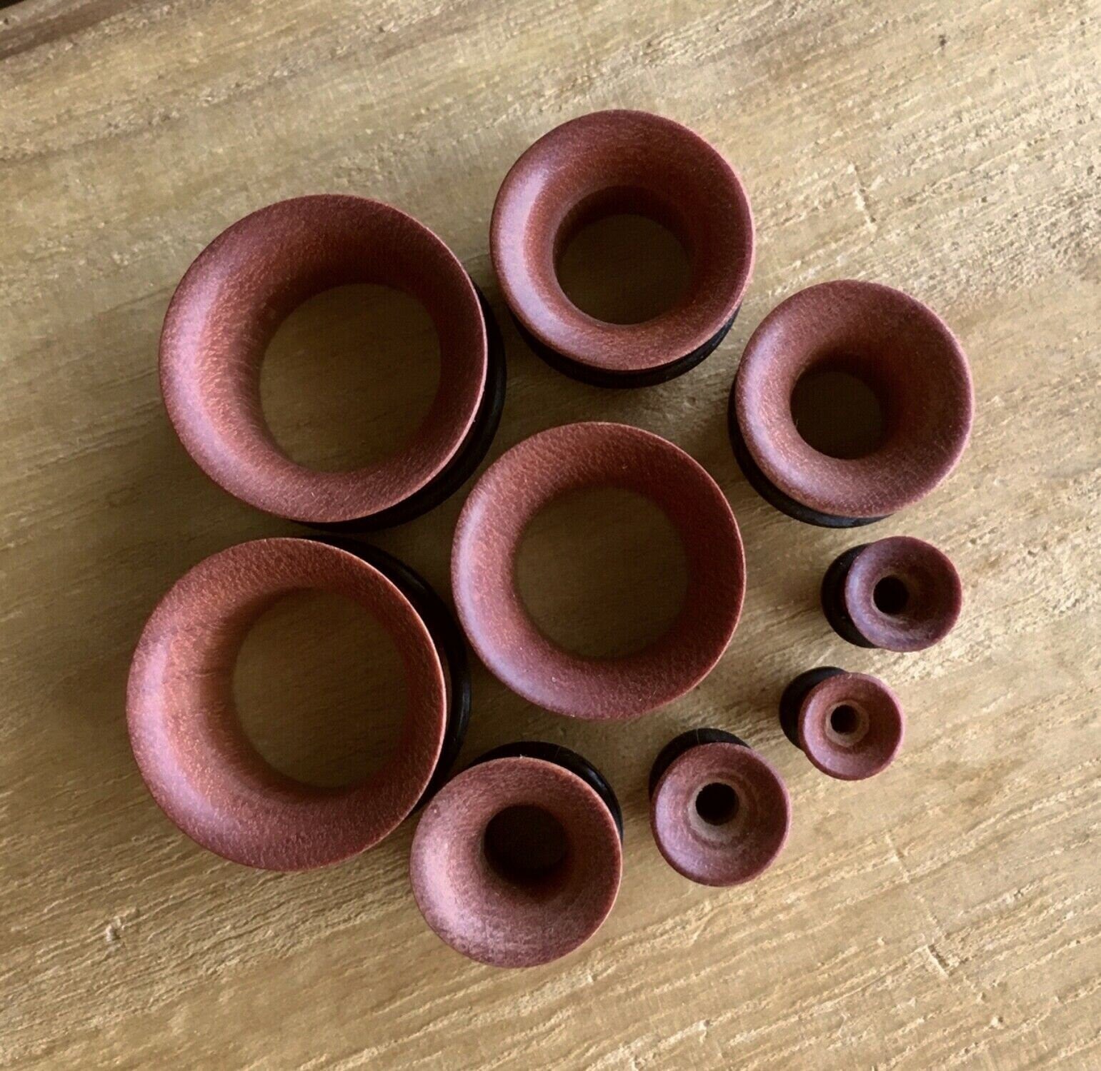 PAIR of Organic Sawo Wood Single Flare Tunnels / Plugs with O-Rings - Gauges 8g (3.2mm) up to 13/16" (20mm) available!