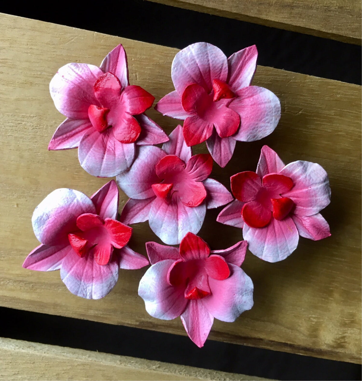 PAIR of Unique Pink Magnolia Leather Flower with Horn Plugs - Gauges 0g (8mm) up to 1&1/4" (32mm) available!