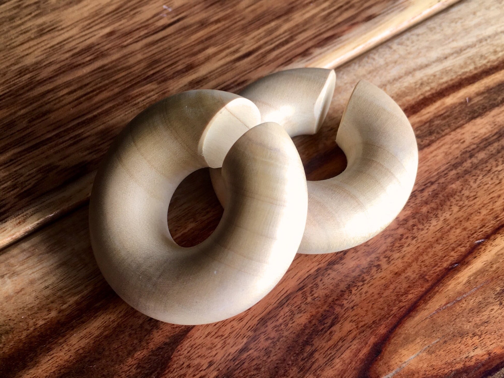 PAIR of Unique Organic Crocodile Wood Hoops Ear Weight Hanging Plugs - Gauges 2g (6mm) up to 5/8" (16mm) available!