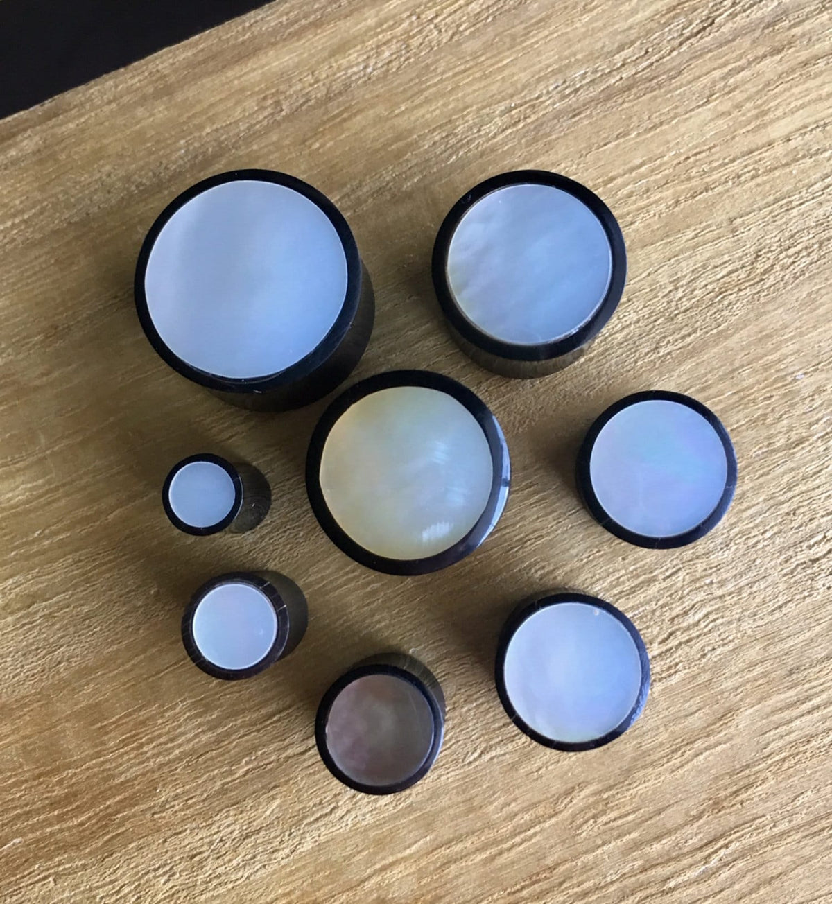 PAIR of Unique Organic Horn with Mother of Pearl Inlay Plugs - Gauges 4g (5mm) up to 5/8" (16mm) available!
