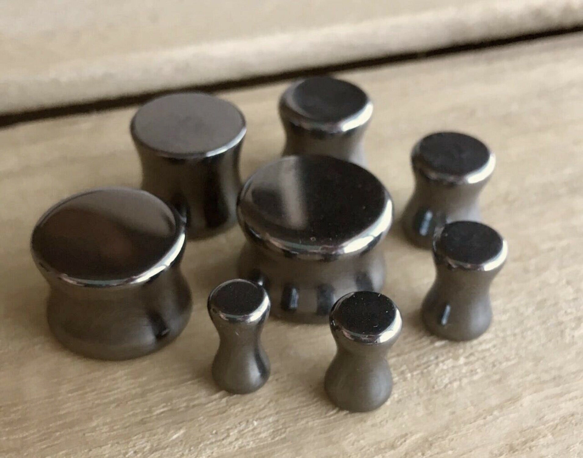PAIR of Stunning Hematite Organic Stone Plugs - Gauges 6g (4mm) up to 5/8" (16mm) available!