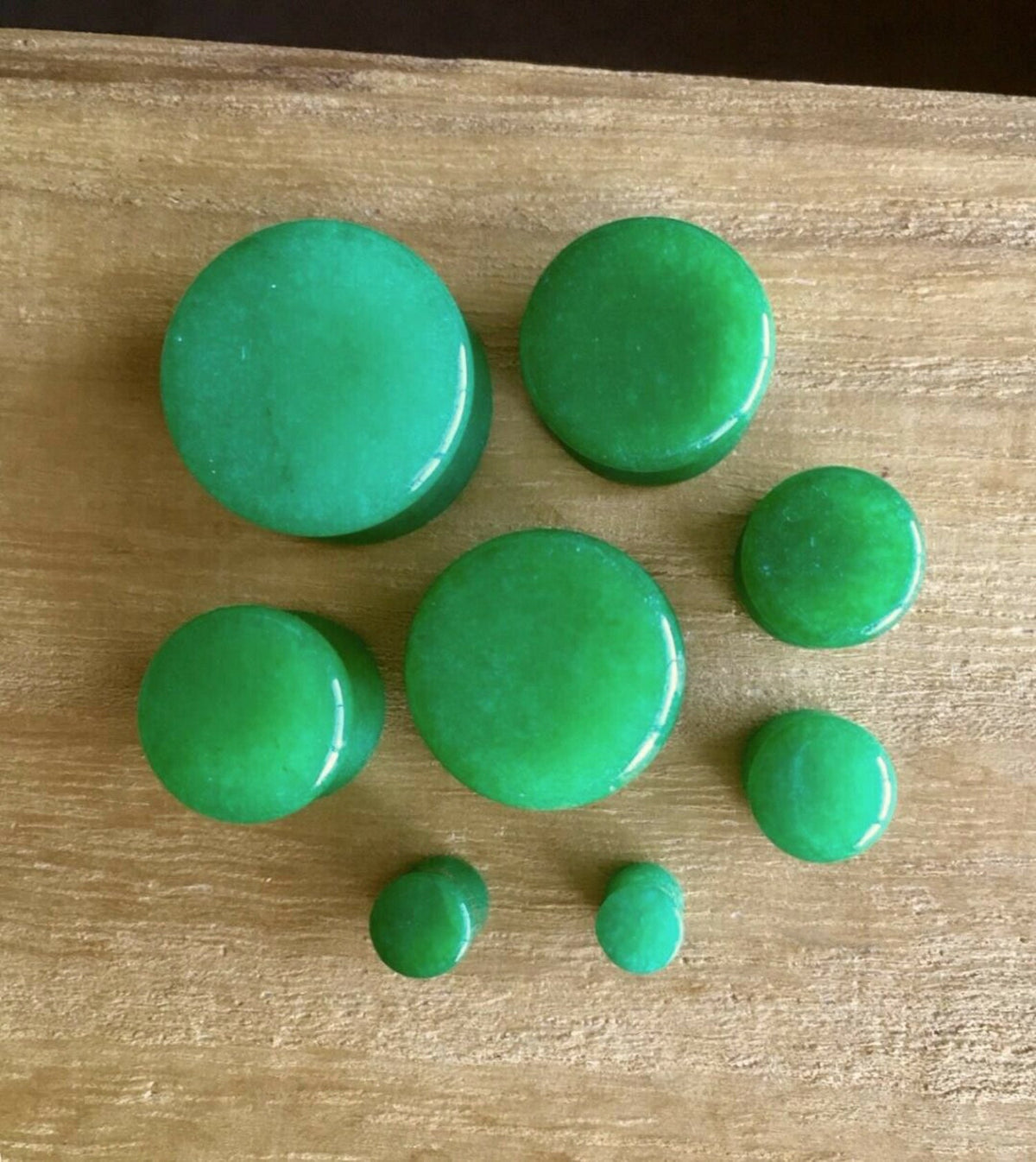 PAIR of Unique Real Green Jade Organic Stone Plugs - Gauges 6g (4mm) up to 5/8" (16mm) available!