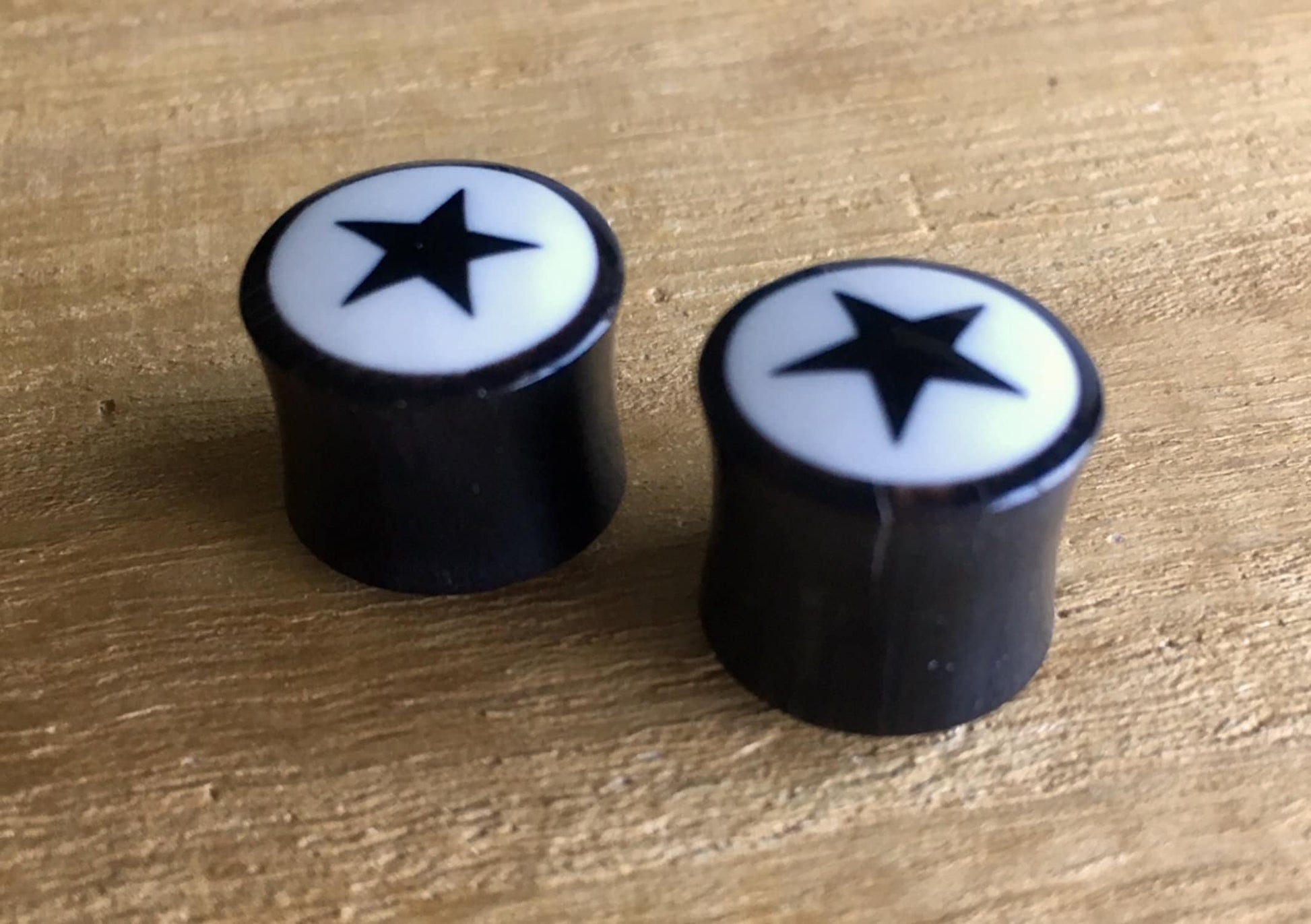PAIR of Unique Organic Horn Star Plugs with Bone Inlay - Gauges 4g (5mm) up to 1/2" (12mm) available!