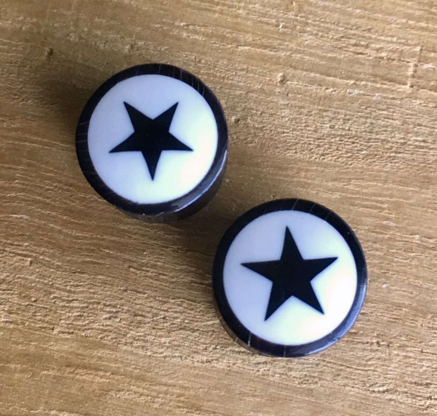 PAIR of Unique Organic Horn Star Plugs with Bone Inlay - Gauges 4g (5mm) up to 1/2" (12mm) available!