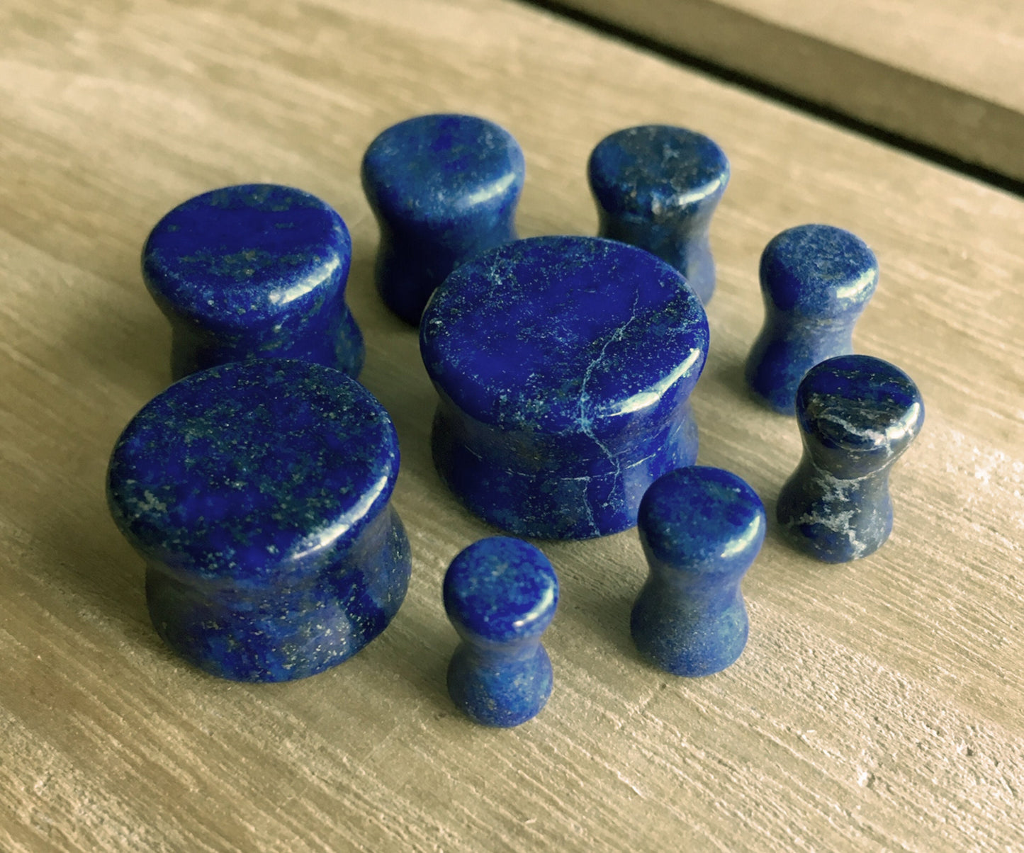 PAIR of Stunning Lapis Lazuli Organic Stone Plugs - only 14mm (9/16") left!