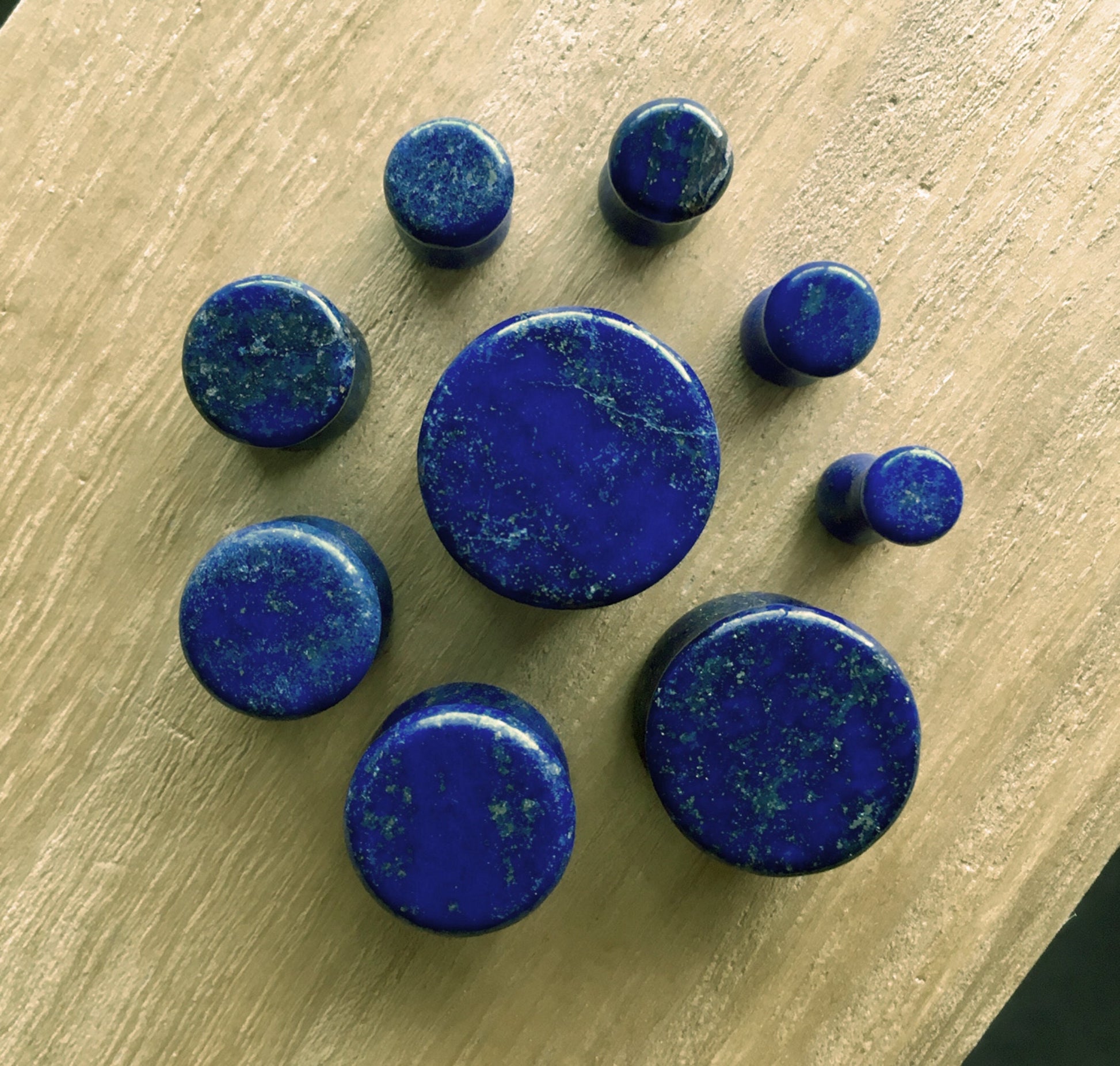 PAIR of Stunning Lapis Lazuli Organic Stone Plugs - only 14mm (9/16") left!