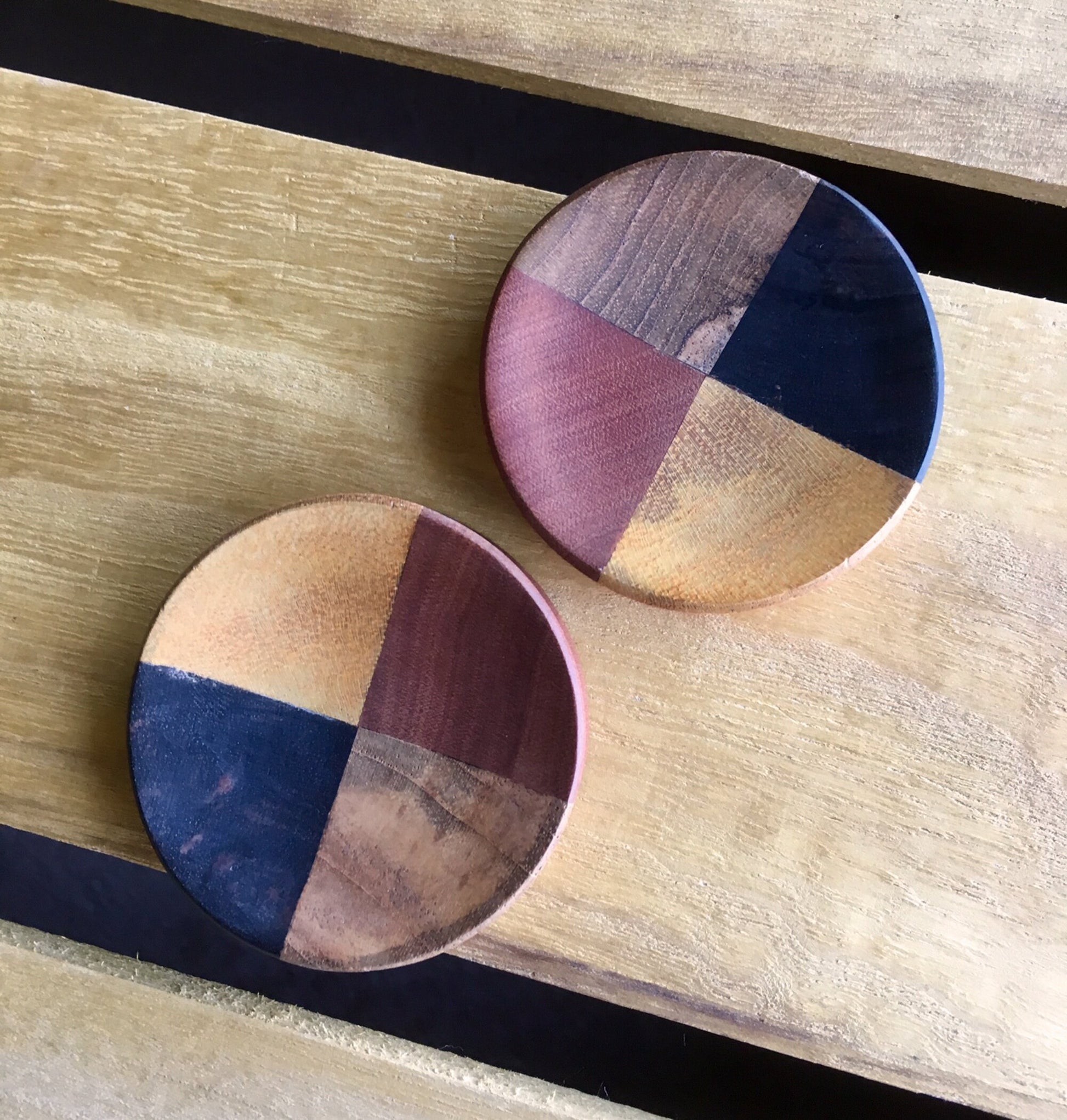 PAIR of Unique Organic Concave Sawo, Jackfruit, Areng, Teak Quarters Wood Plugs - Gauges 1" (25mm) thru 2" (51mm) available!