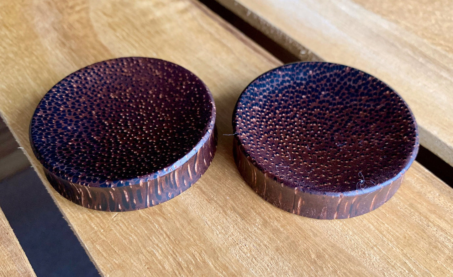 PAIR of Beautiful Organic Palm Wood Plugs - Gauges 1" (25mm) thru 52mm (a little over 2") available!