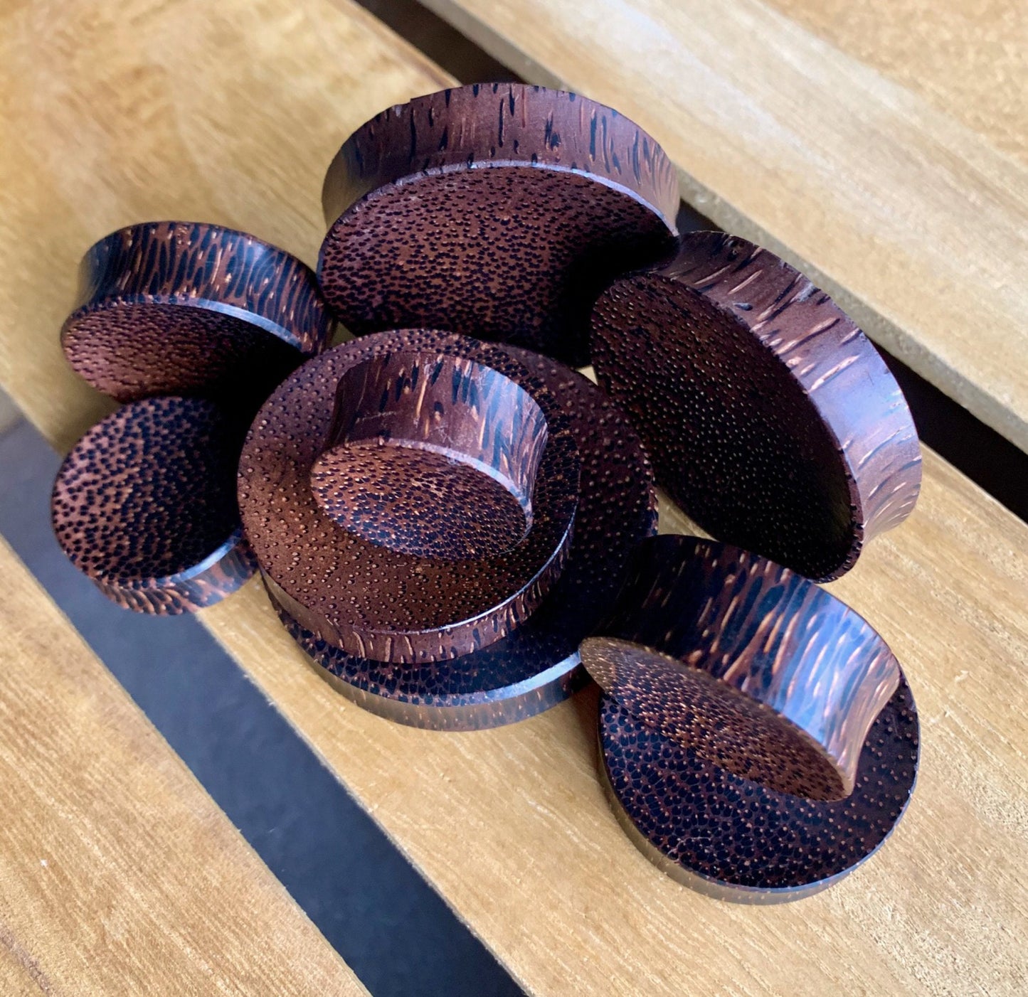 PAIR of Beautiful Organic Palm Wood Plugs - Gauges 1" (25mm) thru 52mm (a little over 2") available!