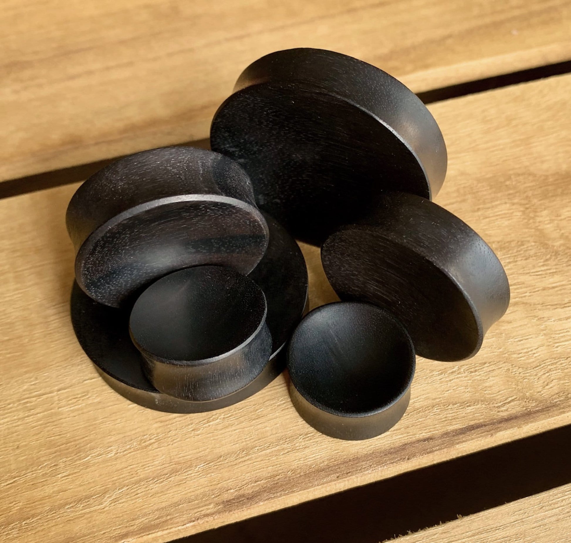 PAIR of Organic Concave Areng Wood Plugs - Gauges 1" (25mm) thru 52mm (a little over 2") available!