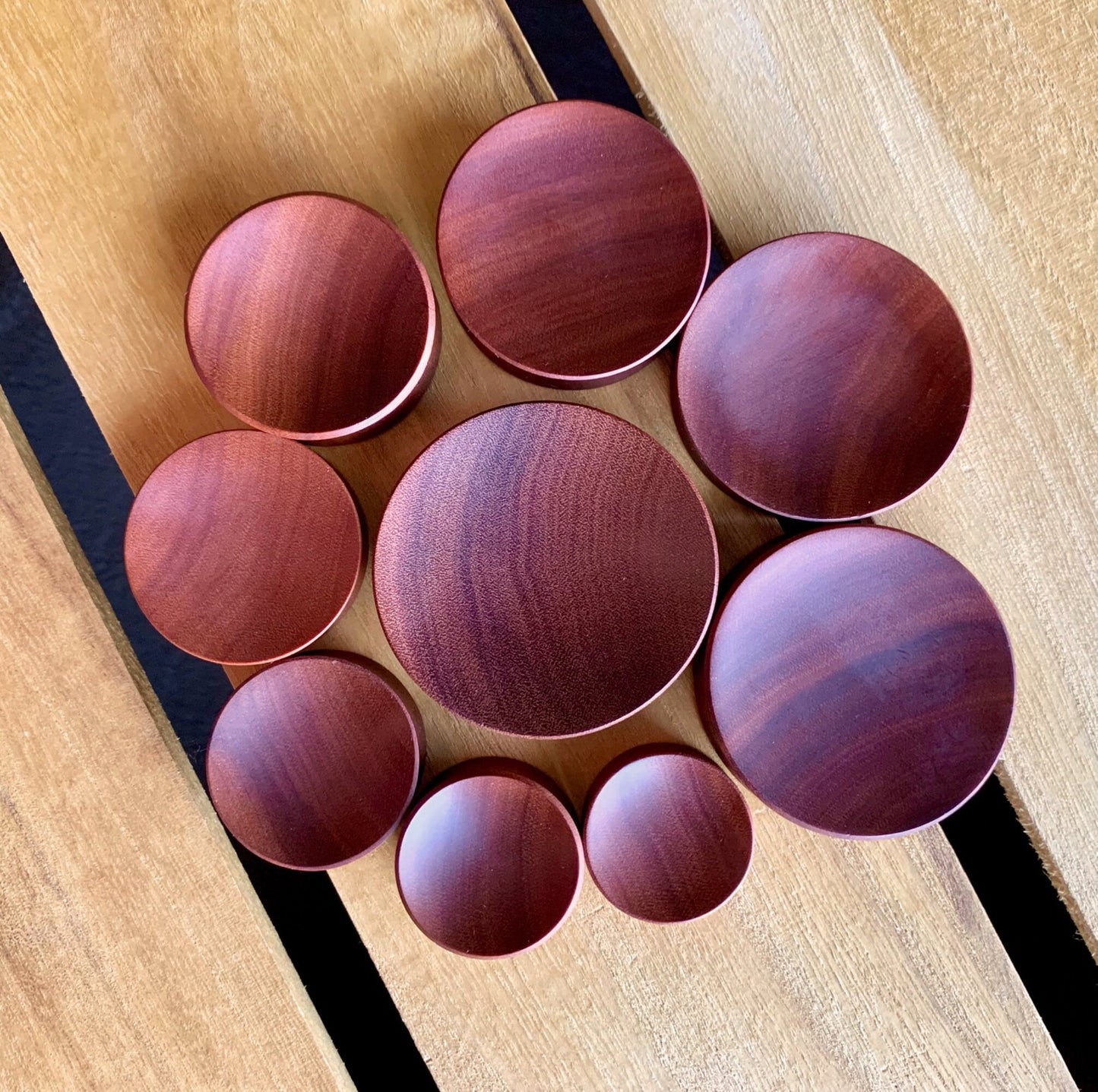 PAIR of Unique Organic Concave Sawo Wood Plugs - Gauges 1" (25mm) thru 52mm (a little over 2") available!