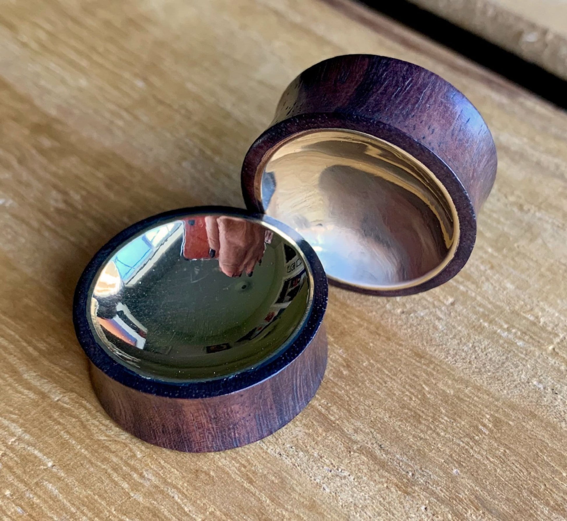 PAIR of Unique Concave Gold Tin Sono Wood Double Flare Plugs - Gauges 00g (10mm) up to 1" (25mm) available!