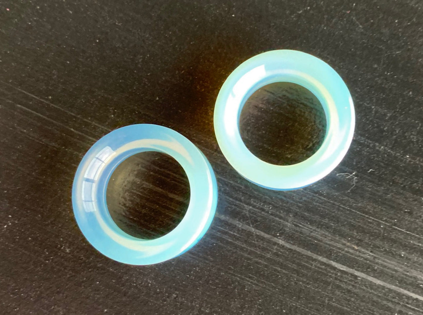 PAIR of Unique Opalite Opalescent Stone Moonstone Tunnels- Gauges 2g (6mm) to 1&1/2" (38mm) available!