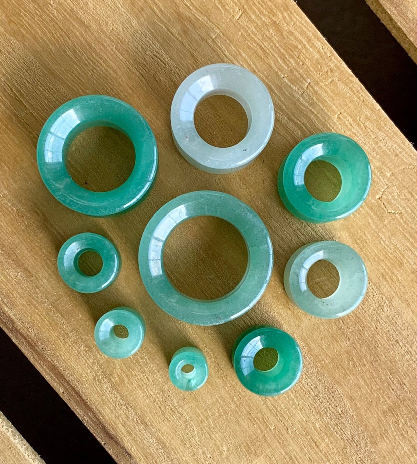 PAIR of Beautiful Green Aventurine Organic Stone Tunnels- Gauges 2g (6mm) to 1" (25mm) available!