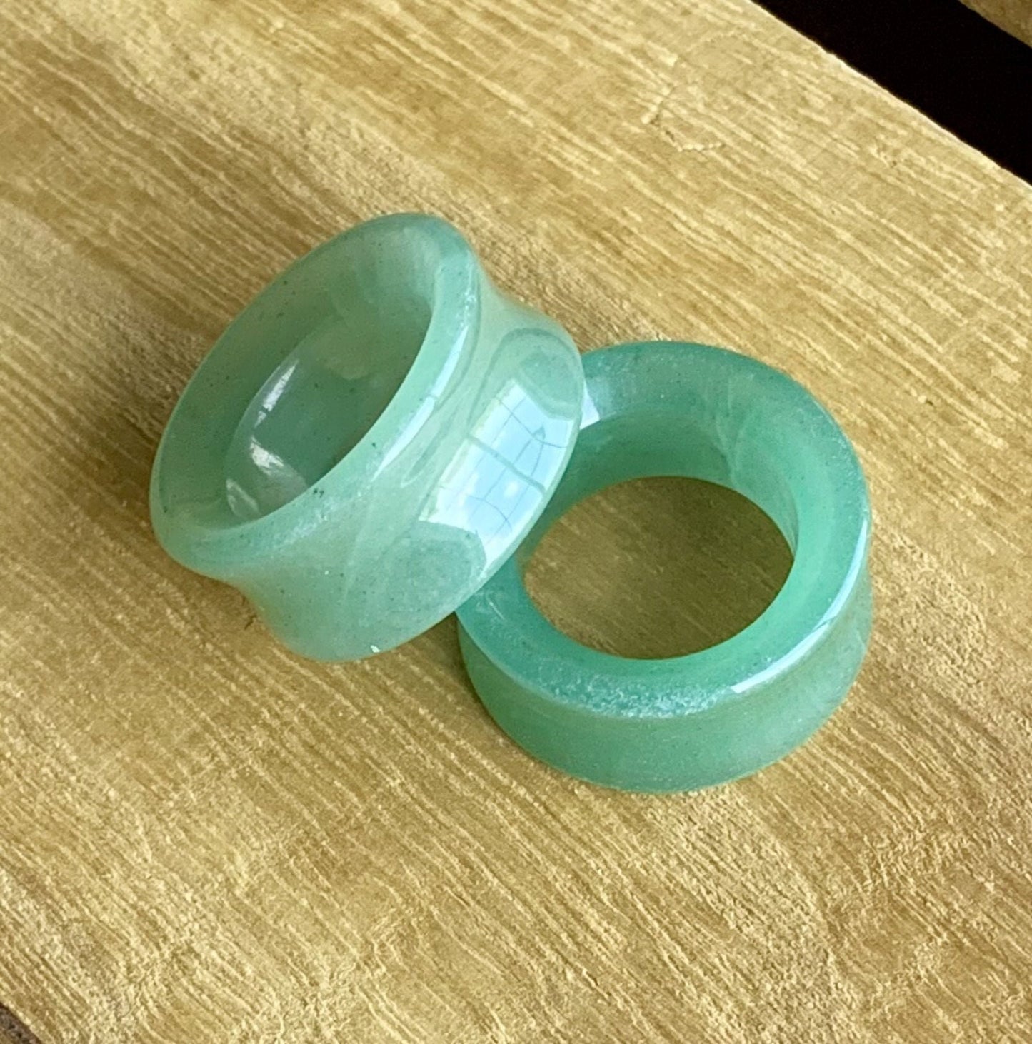 PAIR of Beautiful Green Aventurine Organic Stone Tunnels- Gauges 2g (6mm) to 1" (25mm) available!