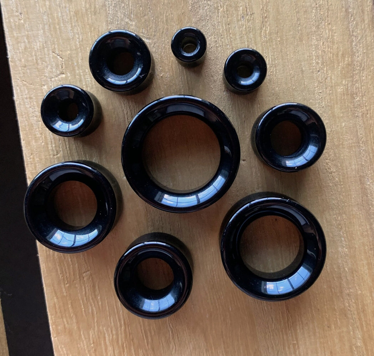 PAIR of Brilliant Black Agate Organic Stone Tunnels- Gauges 2g (6mm) to 1&1/2" (38mm) available!