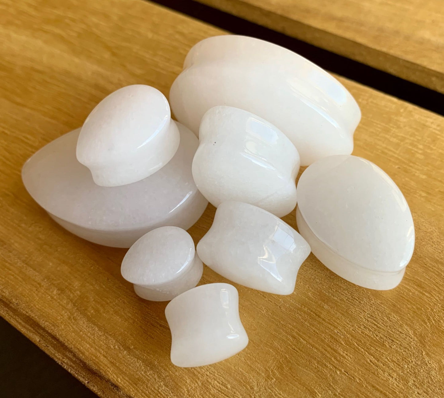 PAIR of Stunning White Jade Teardrop Organic Stone Plugs - Gauges 0g up to 32mm available!