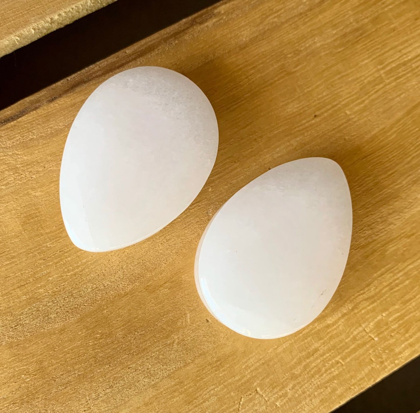 PAIR of Stunning White Jade Teardrop Organic Stone Plugs - Gauges 0g up to 32mm available!