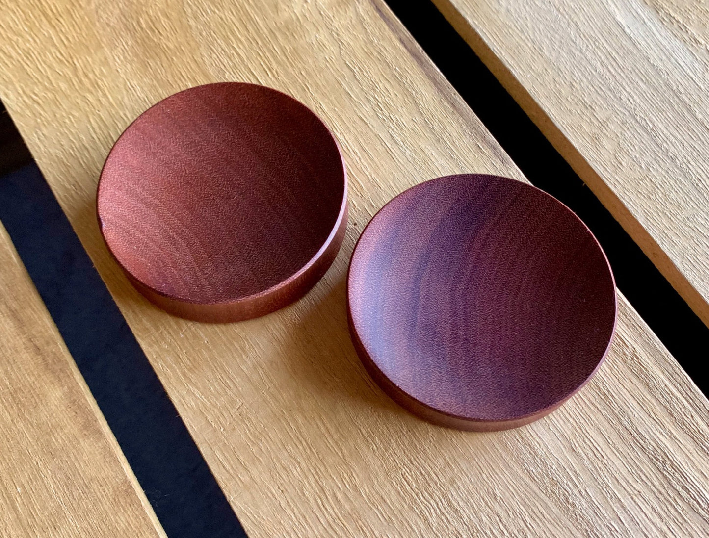 PAIR of Unique Organic Concave Sawo Wood Plugs - Gauges 1" (25mm) thru 52mm (a little over 2") available!