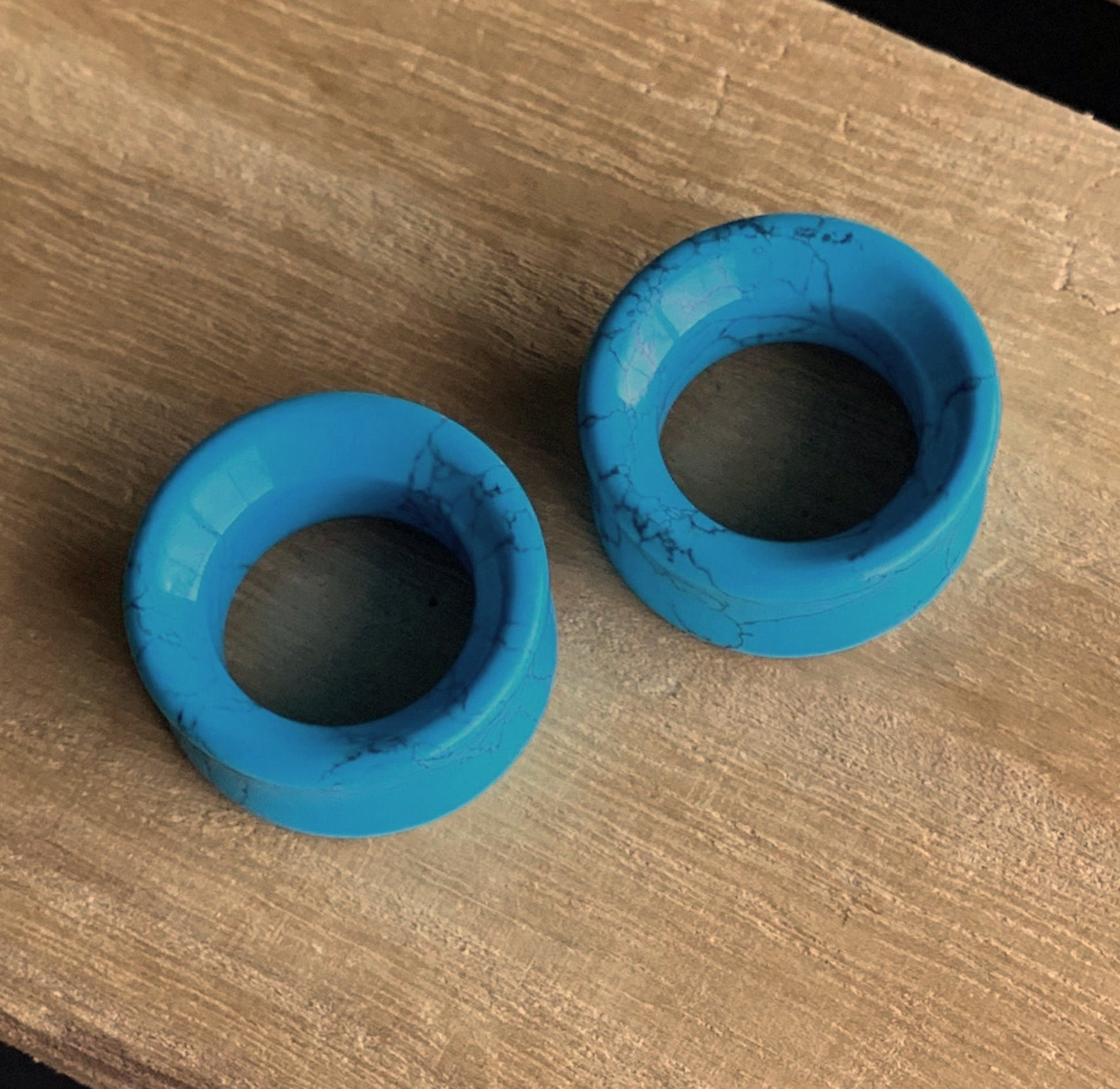 PAIR of Beautiful Turquoise Stone Double Flare Tunnels - Gauges 2g up to 1" (25mm) available!
