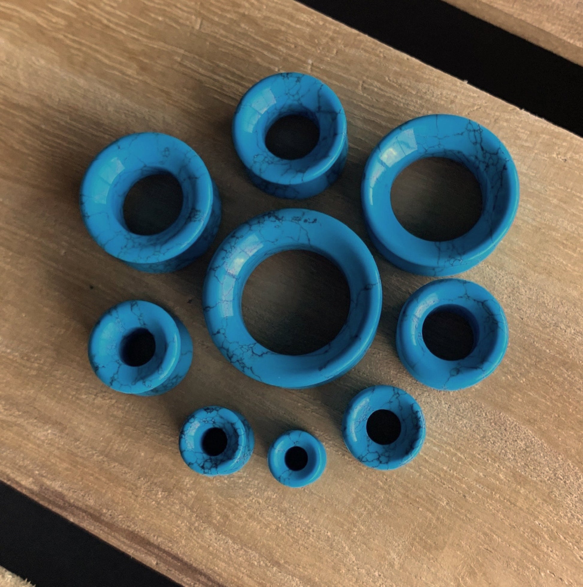 PAIR of Beautiful Turquoise Stone Double Flare Tunnels - Gauges 2g up to 1" (25mm) available!